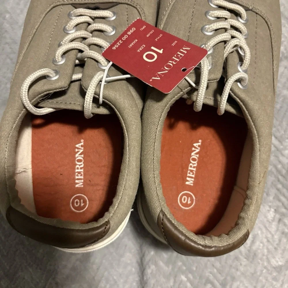 Merona Shoes Mens Size 10 Khaki Boat Shoes Lace up EZRA